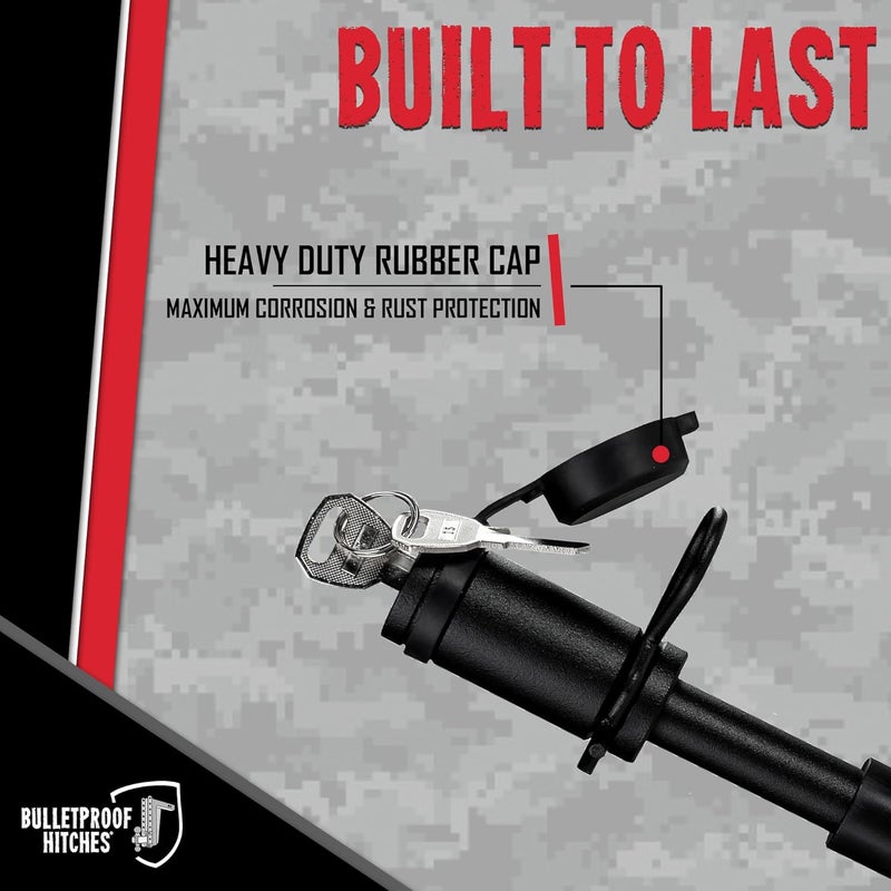BulletProof Hitches قفل دبوس سحب مقطورة 5/8" - ملائم عالمي، مصنوع من الفولاذ المقاوم للصدأ، غطاء مطاطي مقاوم للعوامل الجوية - أسود، عبوة واحدة - Image 5
